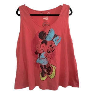 Disney Pink Minnie Mouse Lace Detail Sleeveless Tank Tee Shirt Top 2X (18W-20W)